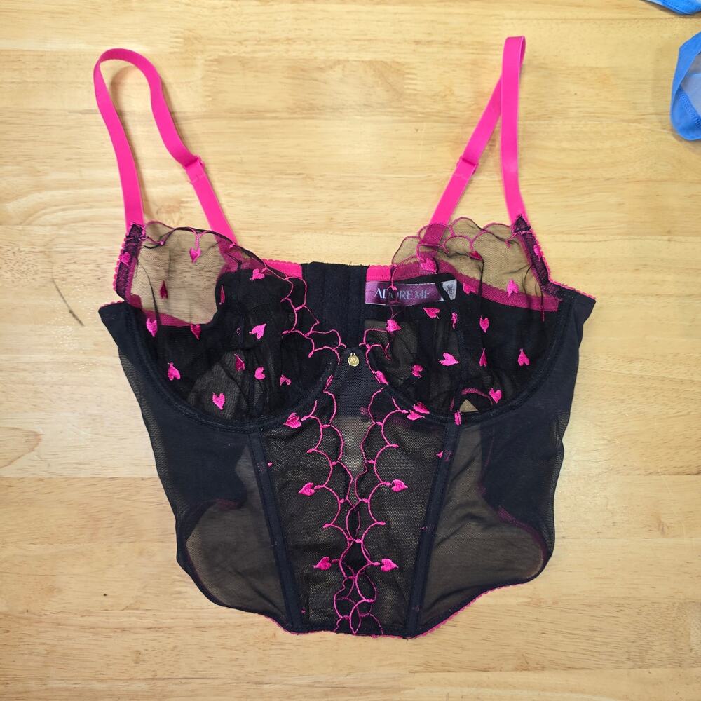 Coquette Y2k Style Adore Me Hot Pink and Black Corset Top Size 36C